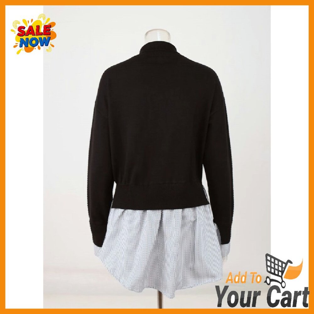 Turtleneck Patchwork Sweater Asymmetrical Hem Pul… - image 8